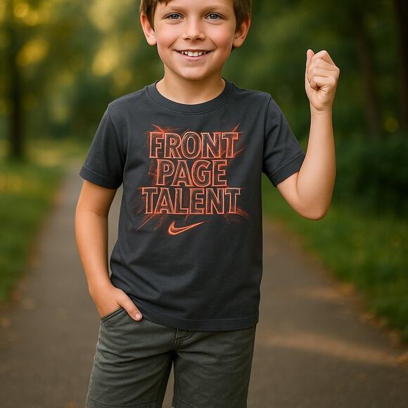 Nike Boys Front Page Talent Dri-Fit Shirt Orange Gray Size 6 Short Sleeves - Picture 1 of 7